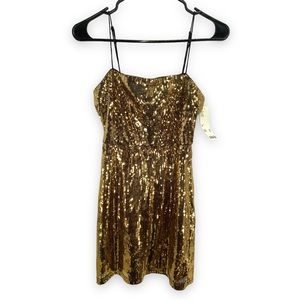 Urban Outfitters NYE Party Dress Gold Sequin Minidress Women's Size XS